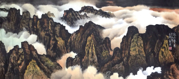 遠看成嶺側成峰，
霽月雲清笑拂庸。